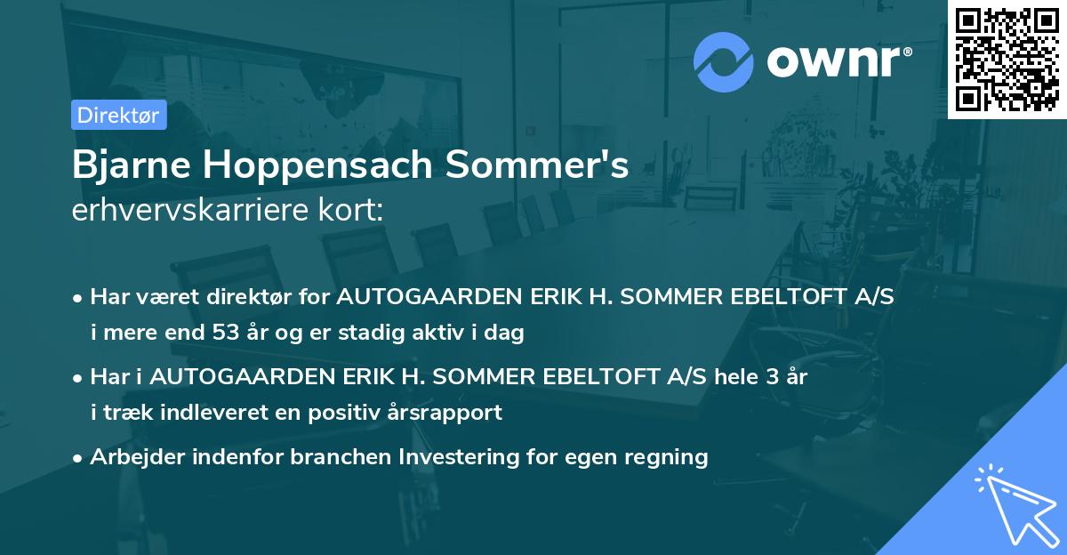 Bjarne Hoppensach Sommer's erhvervskarriere kort