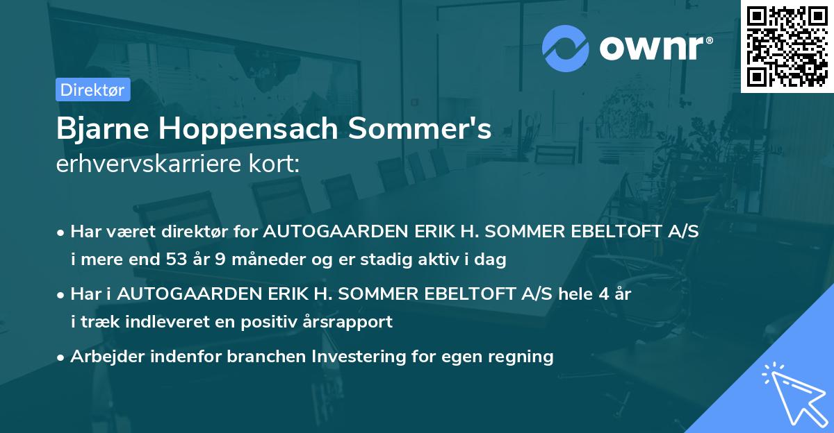Bjarne Hoppensach Sommer's erhvervskarriere kort