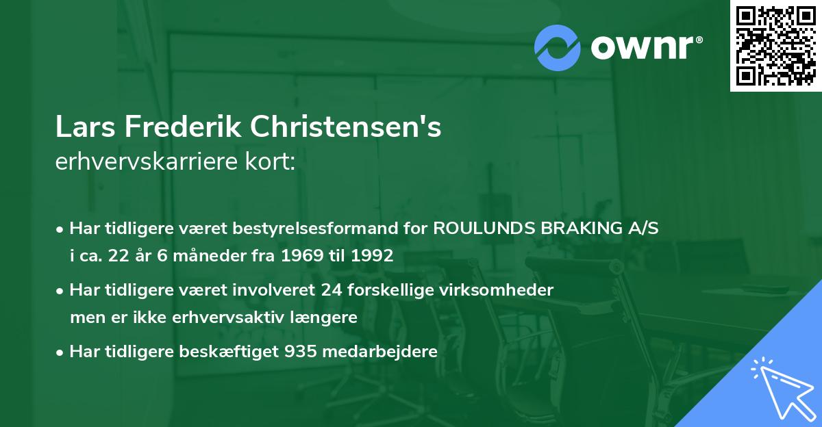 Lars Frederik Christensen's erhvervskarriere kort