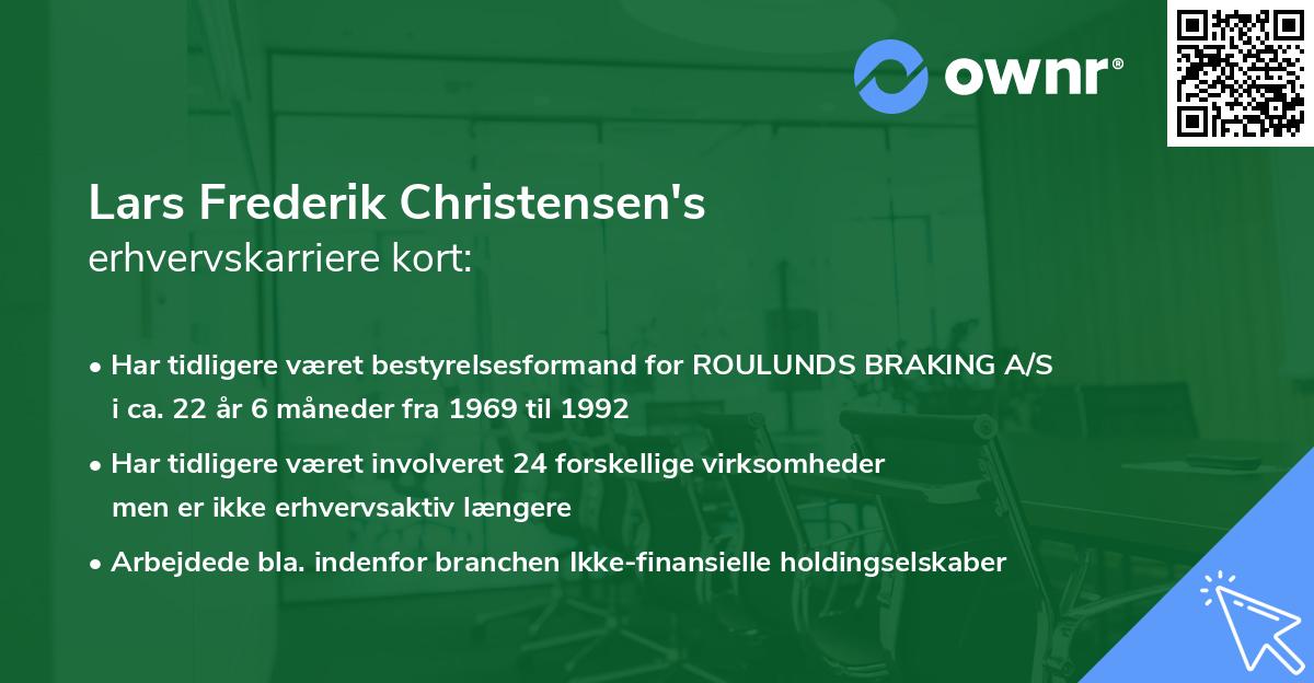 Lars Frederik Christensen's erhvervskarriere kort