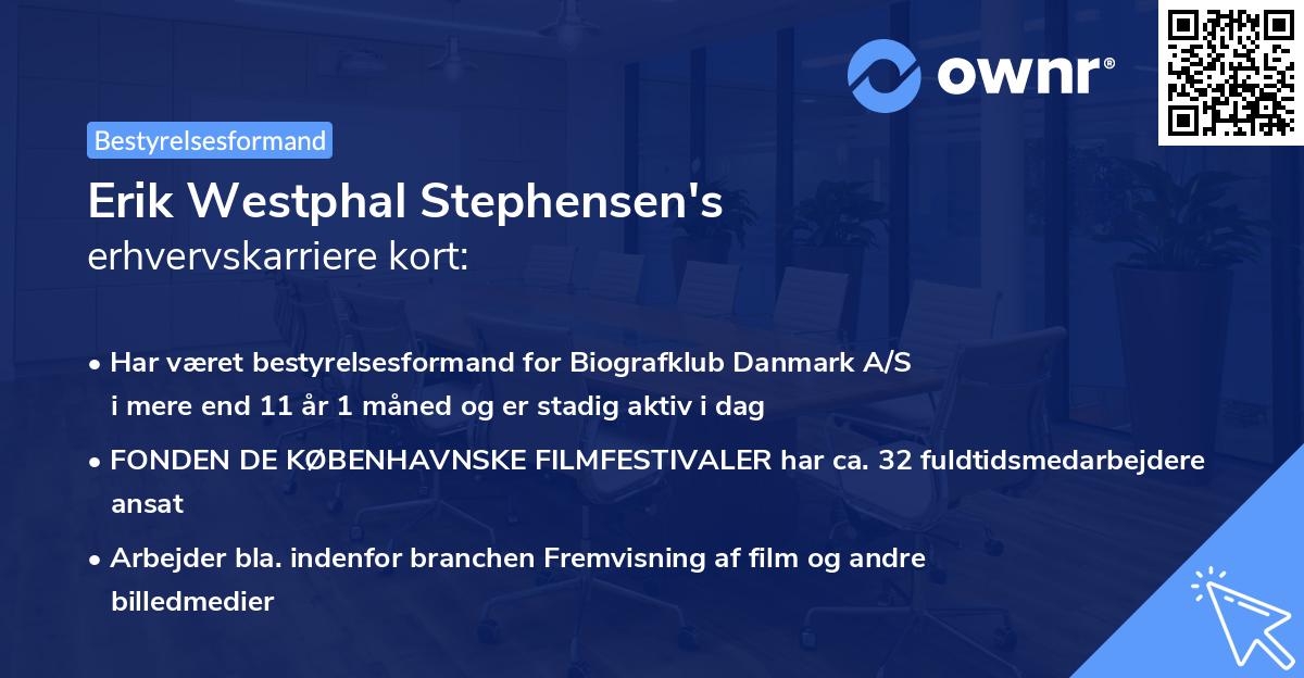 Erik Westphal Stephensen's erhvervskarriere kort