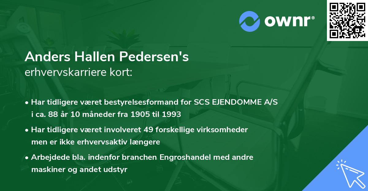 Anders Hallen Pedersen's erhvervskarriere kort