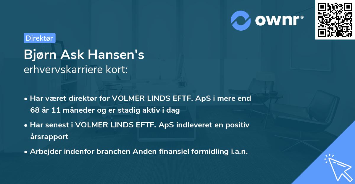 Bjørn Ask Hansen's erhvervskarriere kort