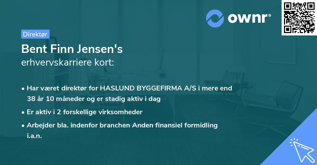 Bent Finn Jensen's erhvervskarriere kort