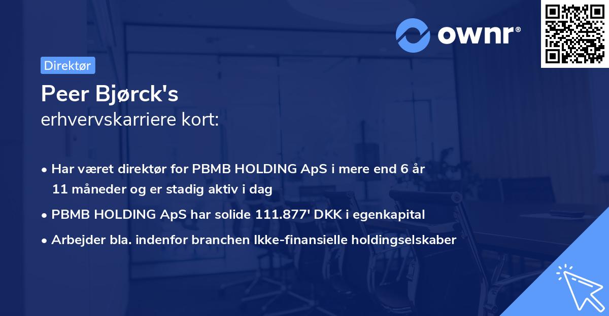 Peer Bjørck's erhvervskarriere kort