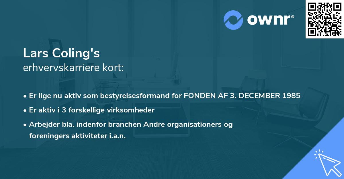 Lars Coling's erhvervskarriere kort
