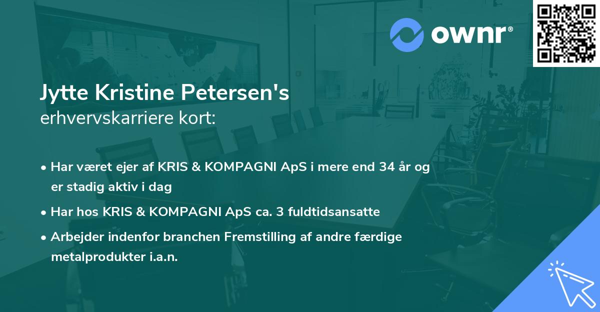 Jytte Kristine Petersen's erhvervskarriere kort