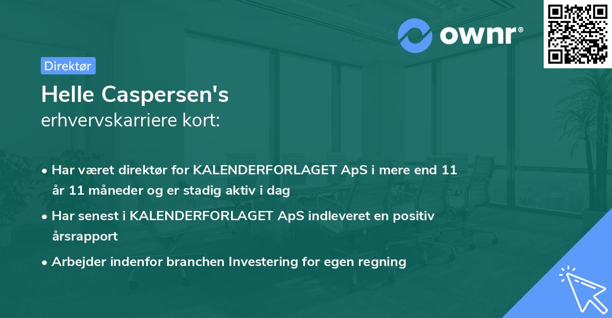 Helle Caspersen's erhvervskarriere kort