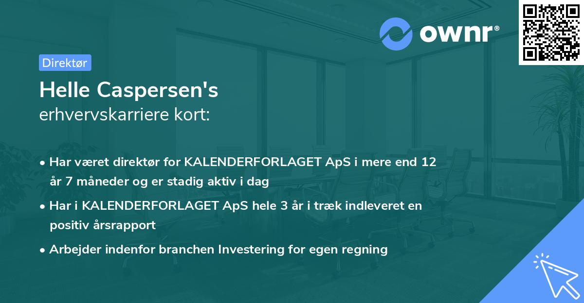 Helle Caspersen's erhvervskarriere kort