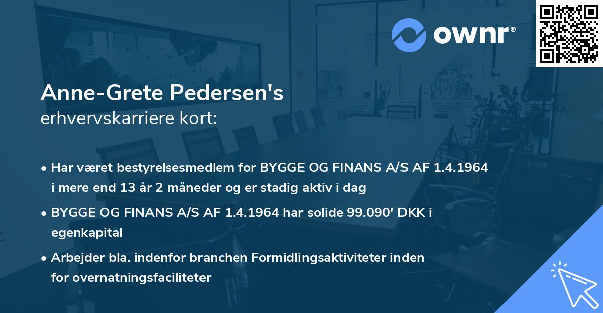 Anne-Grete Pedersen's erhvervskarriere kort
