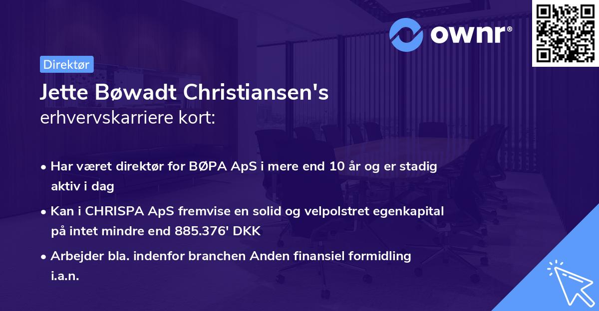 Jette Bøwadt Christiansen's erhvervskarriere kort