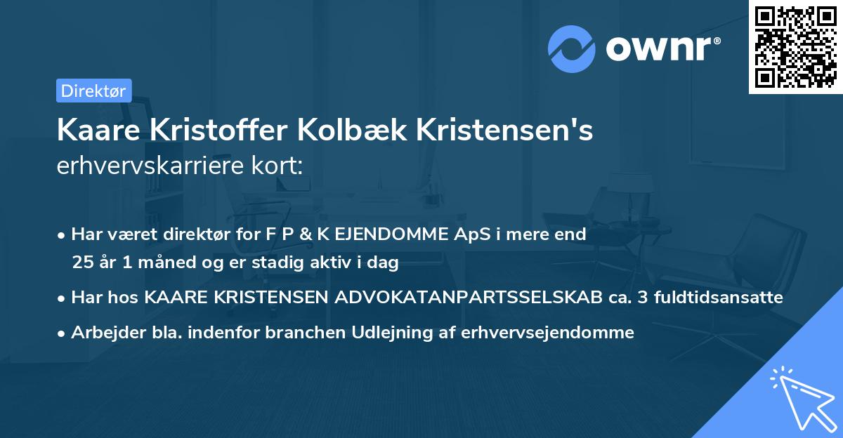 Kaare Kristoffer Kolbæk Kristensen's erhvervskarriere kort