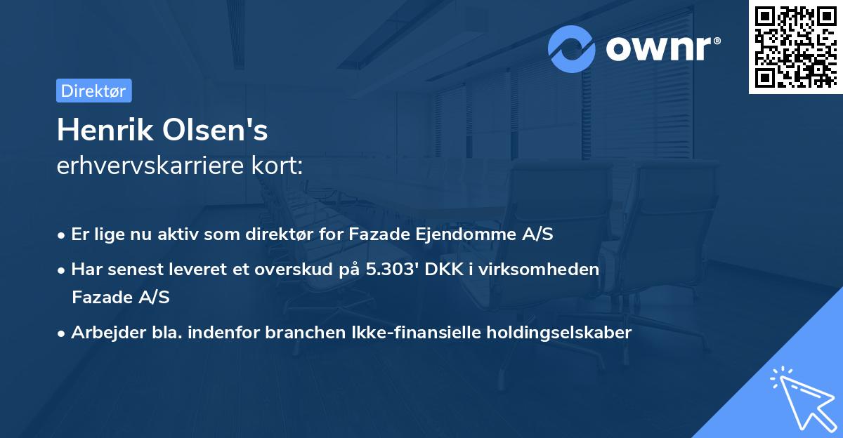 Henrik Olsen's erhvervskarriere kort