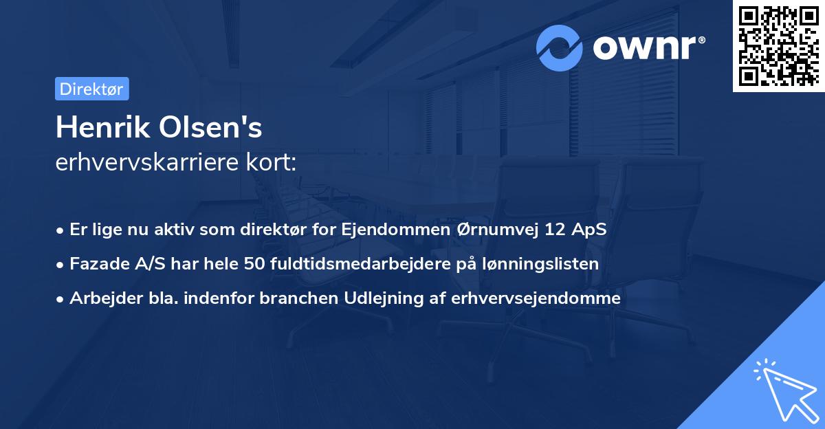 Henrik Olsen's erhvervskarriere kort