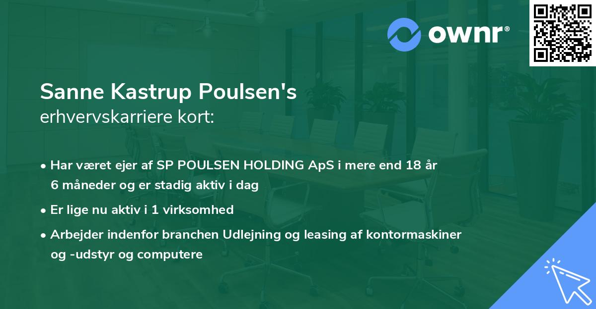 Sanne Kastrup Poulsen's erhvervskarriere kort