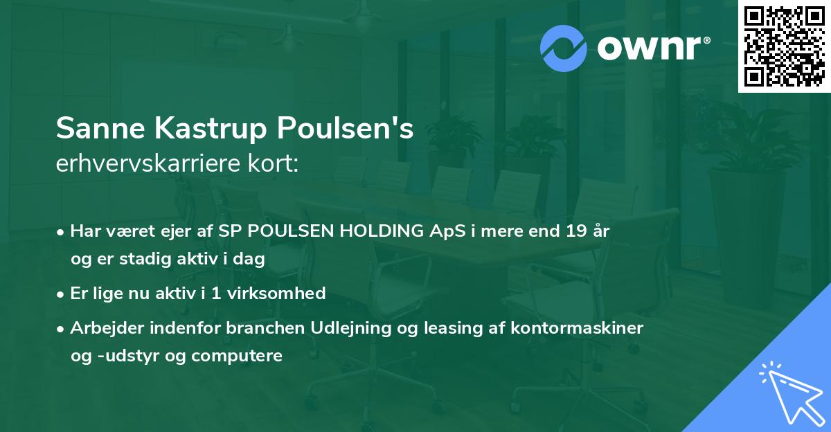 Sanne Kastrup Poulsen's erhvervskarriere kort