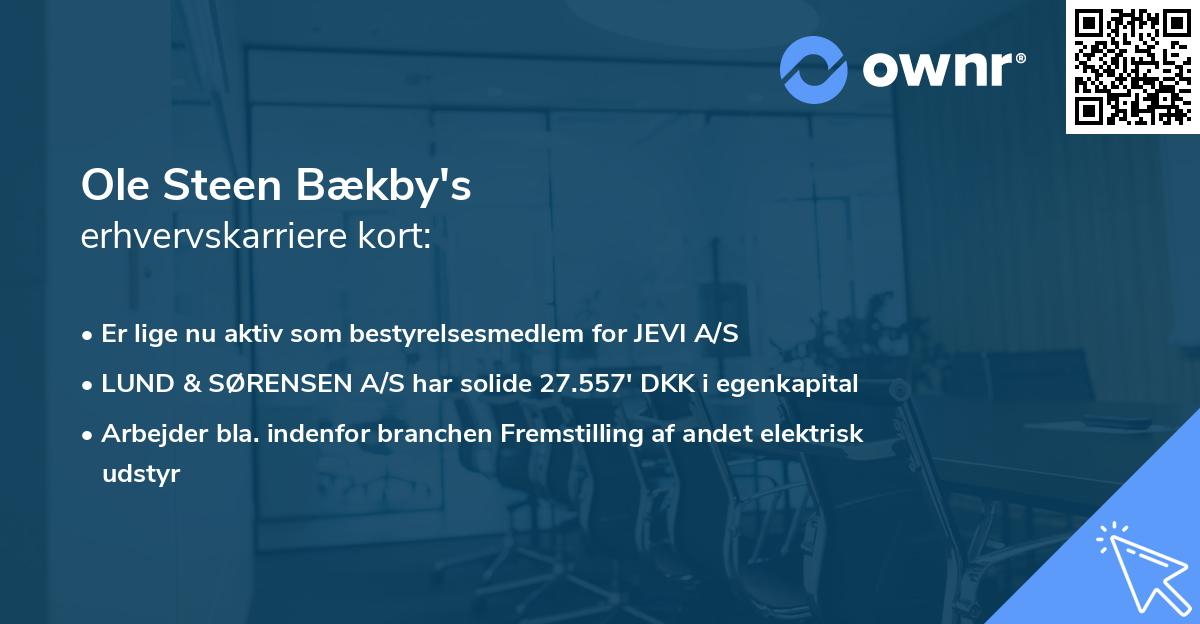 Ole Steen Bækby's erhvervskarriere kort