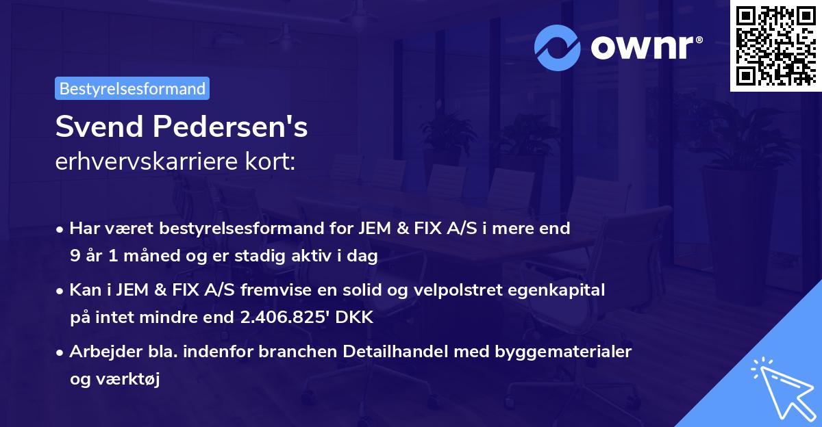 Svend Pedersen's erhvervskarriere kort