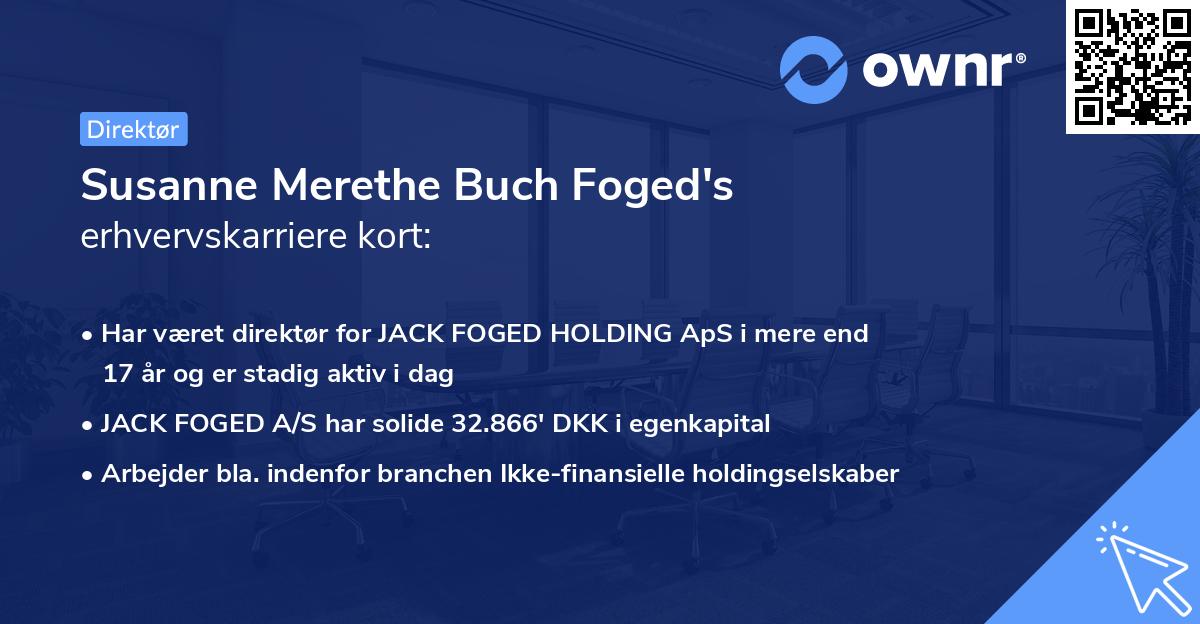 Susanne Merethe Buch Foged's erhvervskarriere kort