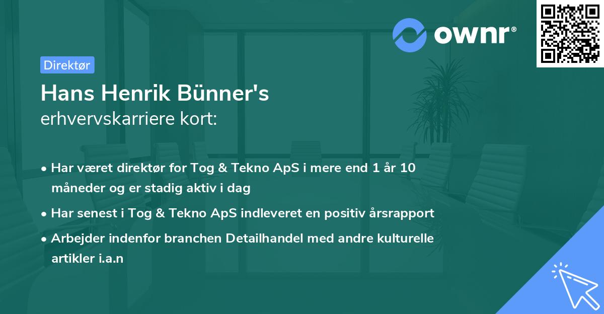 Hans Henrik Bünner's erhvervskarriere kort