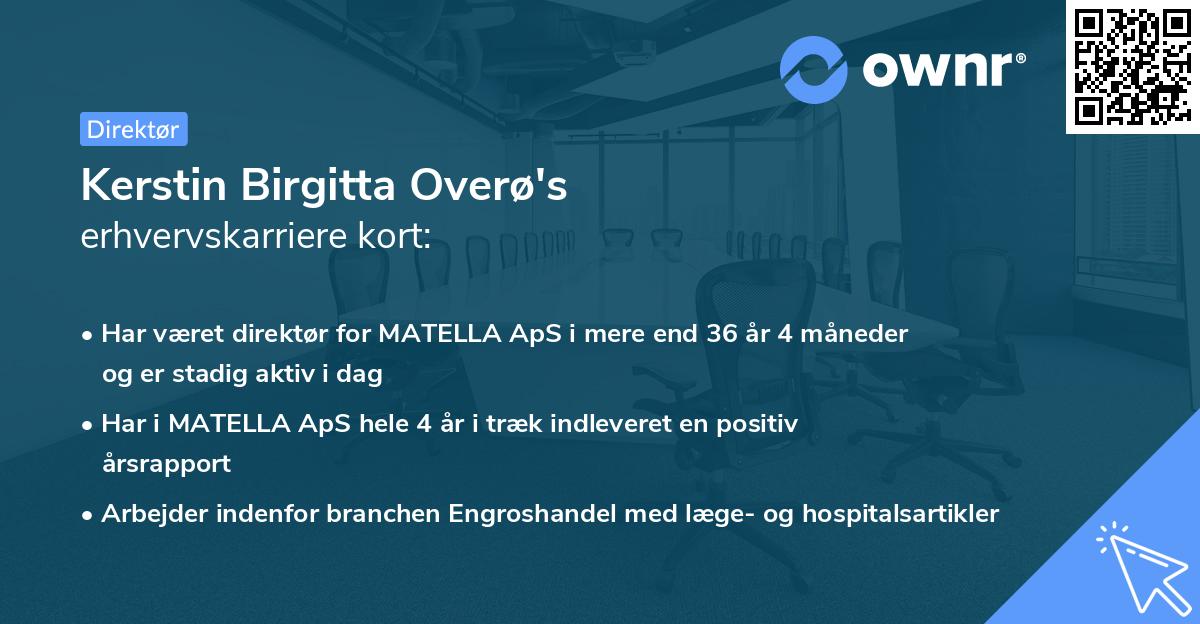 Kerstin Birgitta Overø's erhvervskarriere kort
