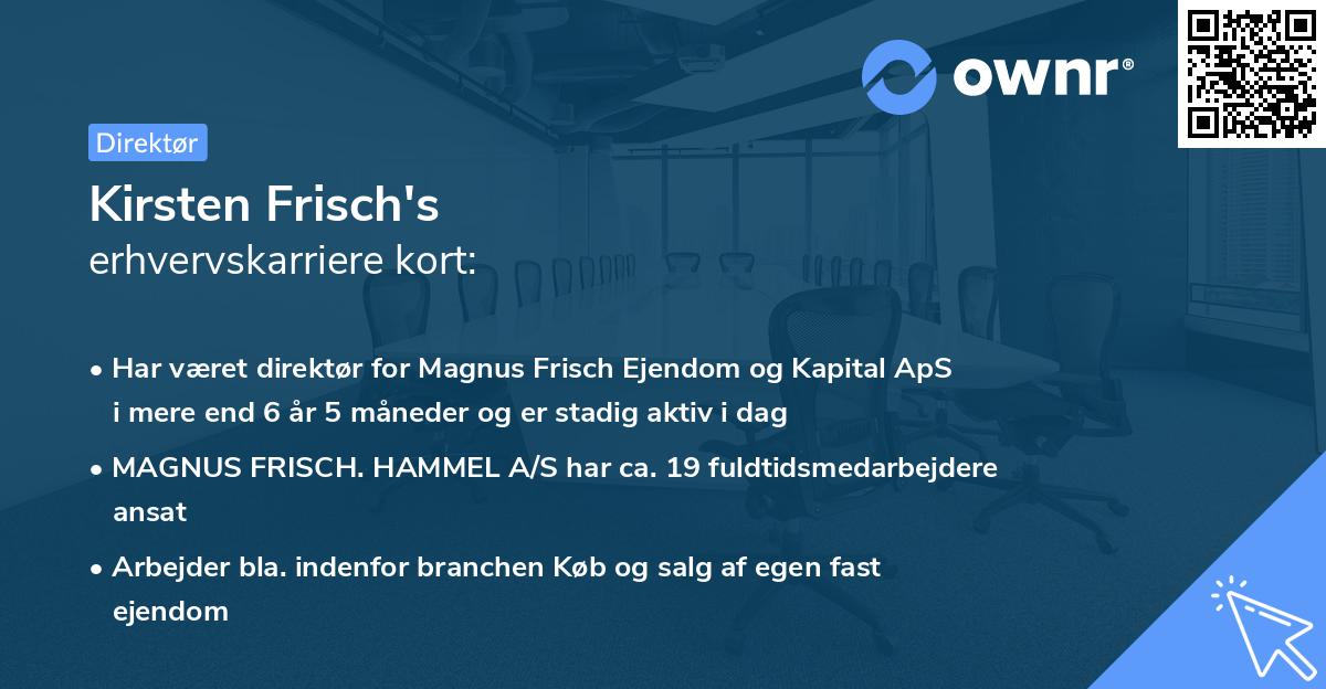 Kirsten Frisch's erhvervskarriere kort