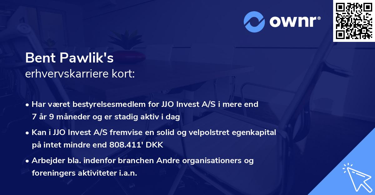 Bent Pawlik's erhvervskarriere kort