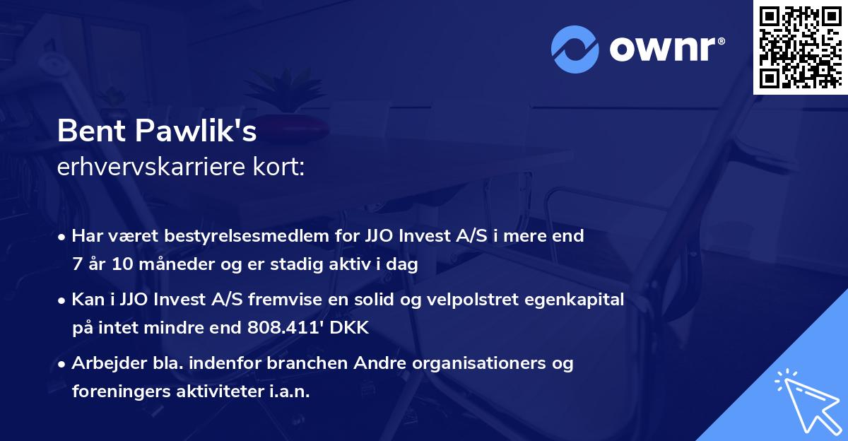 Bent Pawlik's erhvervskarriere kort