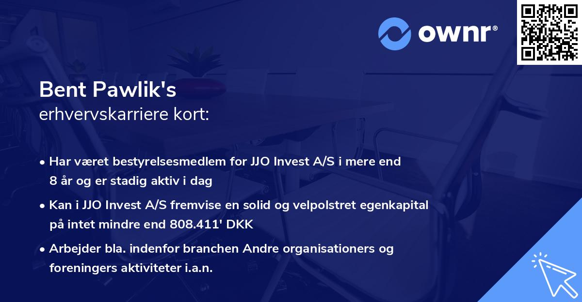 Bent Pawlik's erhvervskarriere kort