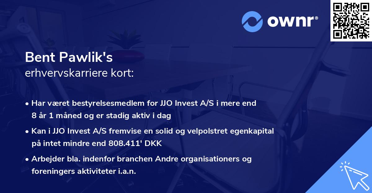 Bent Pawlik's erhvervskarriere kort