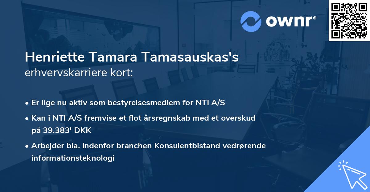 Henriette Tamara Tamasauskas's erhvervskarriere kort