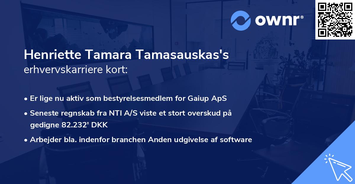 Henriette Tamara Tamasauskas's erhvervskarriere kort