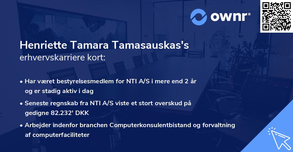 Henriette Tamara Tamasauskas's erhvervskarriere kort