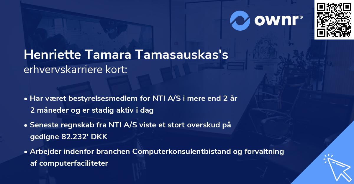 Henriette Tamara Tamasauskas's erhvervskarriere kort