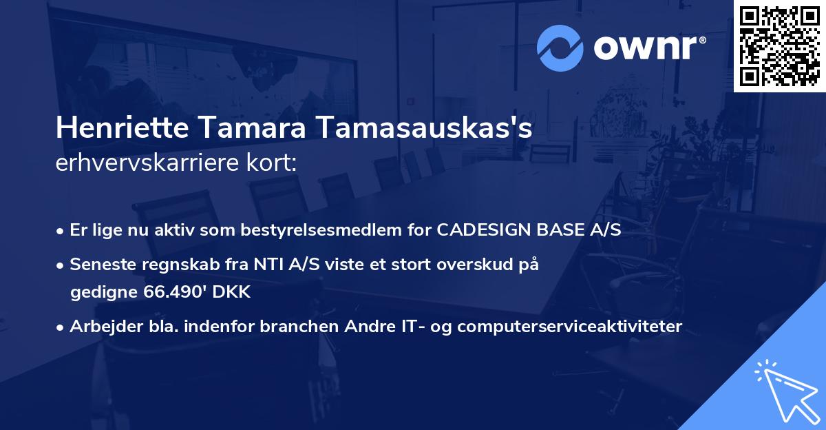 Henriette Tamara Tamasauskas's erhvervskarriere kort