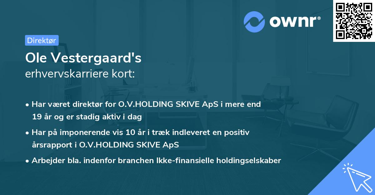 Ole Vestergaard's erhvervskarriere kort