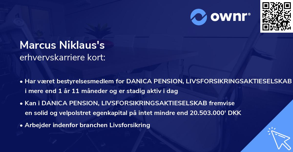 Marcus Niklaus's erhvervskarriere kort