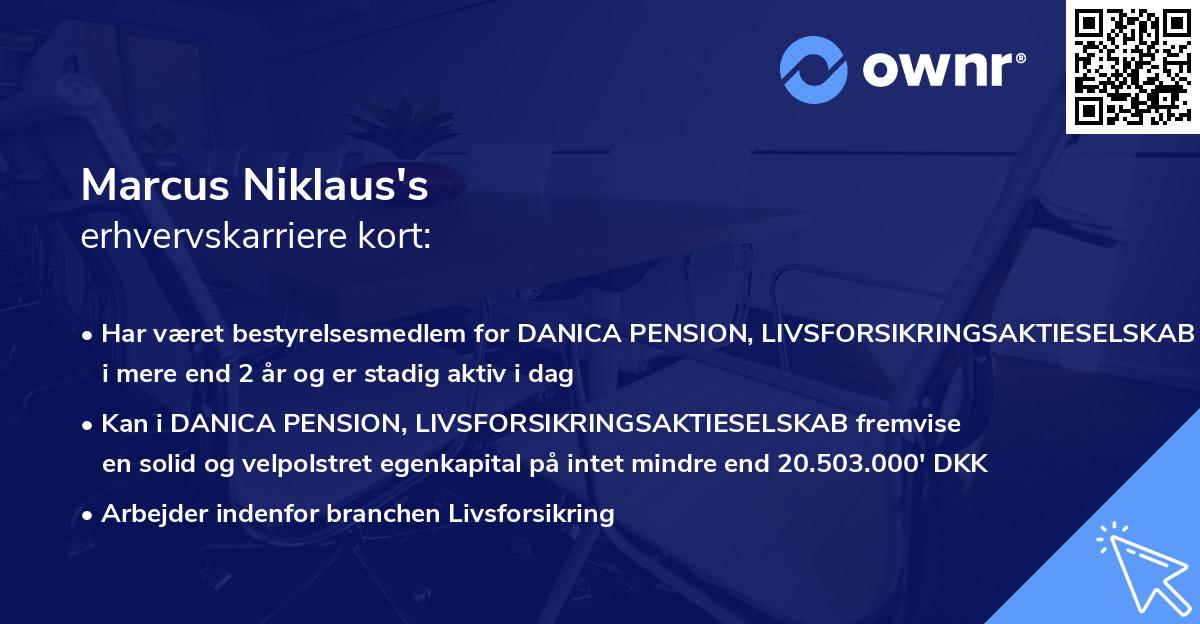 Marcus Niklaus's erhvervskarriere kort