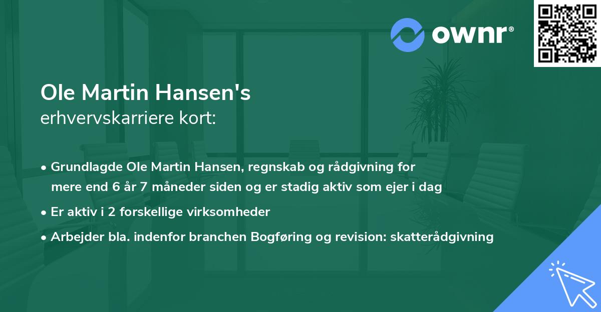 Ole Martin Hansen's erhvervskarriere kort