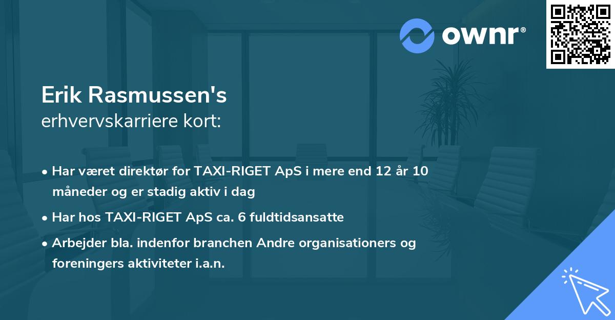 Erik Rasmussen's erhvervskarriere kort