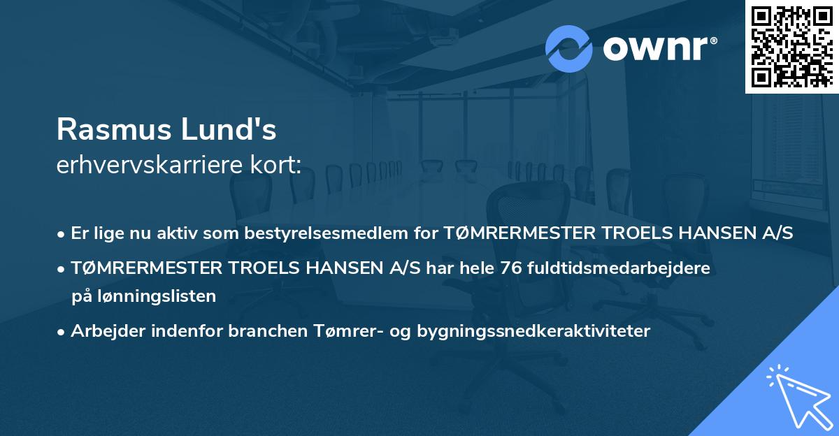 Rasmus Lund's erhvervskarriere kort