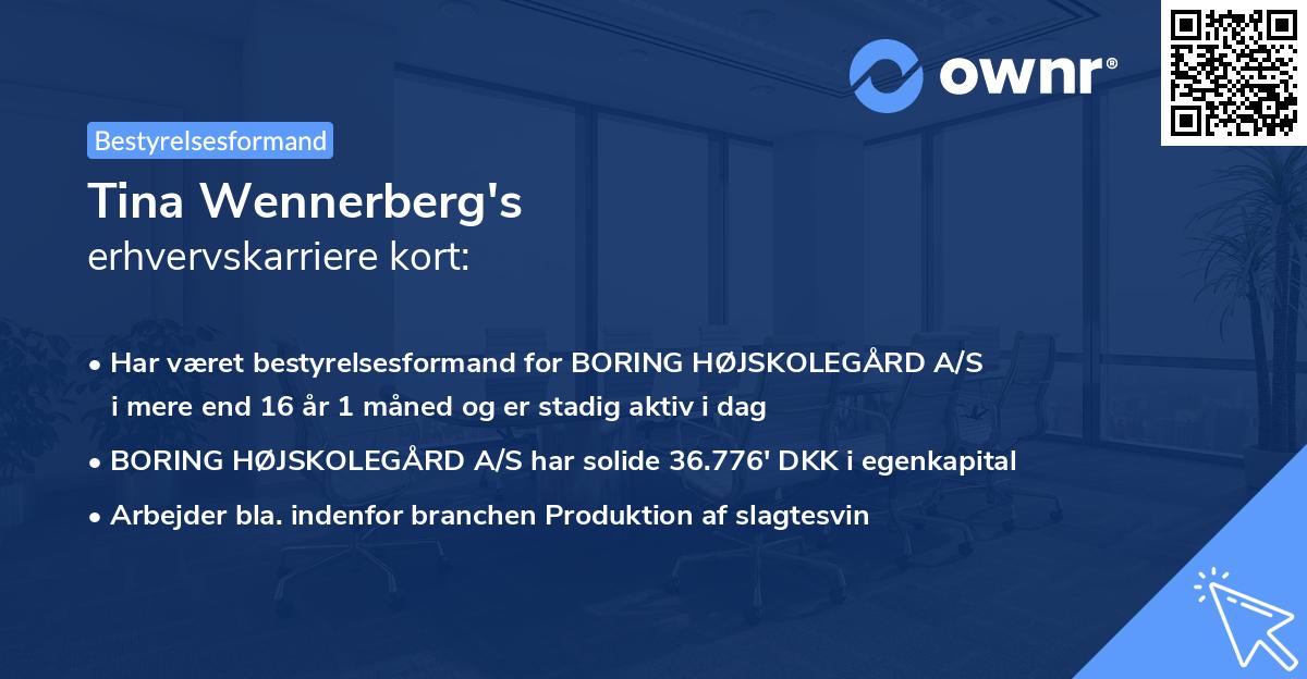 Tina Wennerberg's erhvervskarriere kort