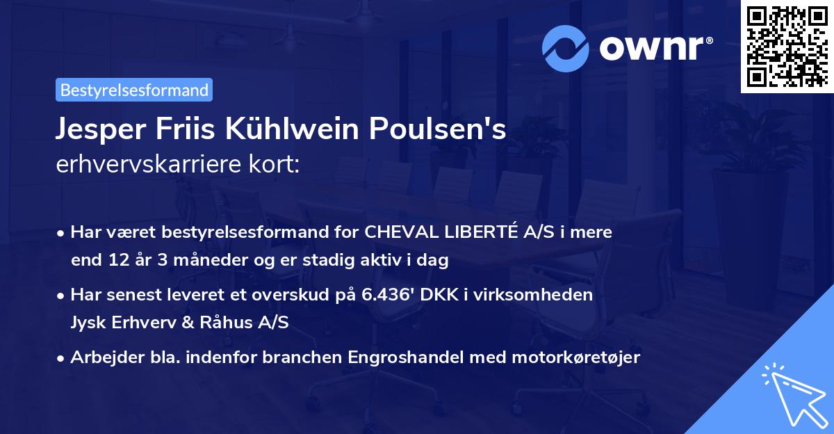 Jesper Friis Kühlwein Poulsen's erhvervskarriere kort