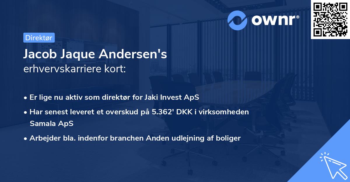 Jacob Jaque Andersen's erhvervskarriere kort