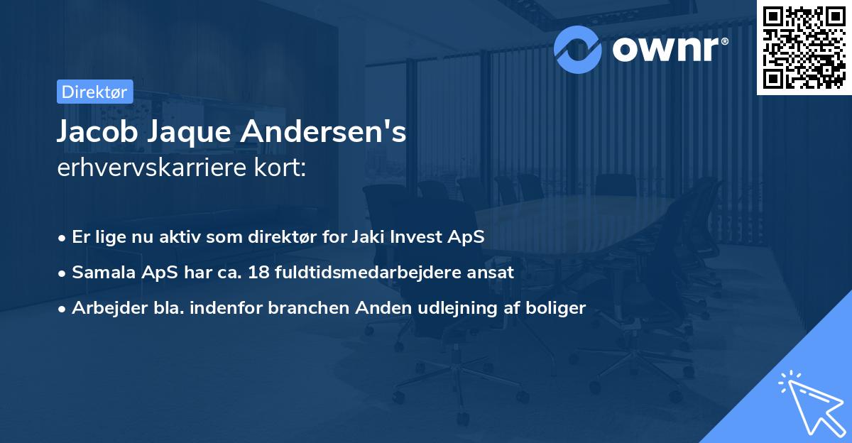 Jacob Jaque Andersen's erhvervskarriere kort