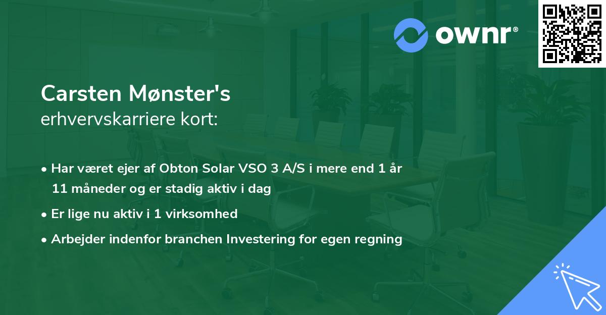 Carsten Mønster's erhvervskarriere kort