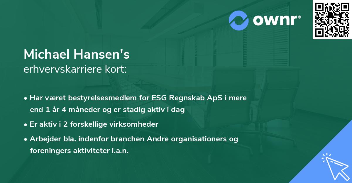 Michael Hansen's erhvervskarriere kort