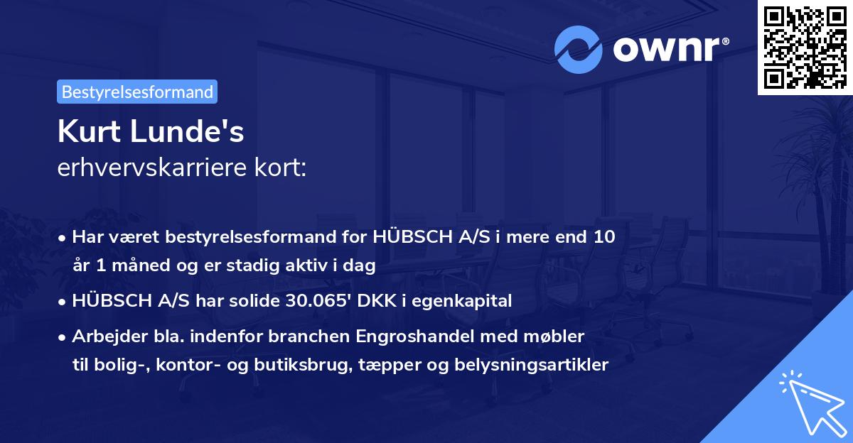 Kurt Lunde's erhvervskarriere kort