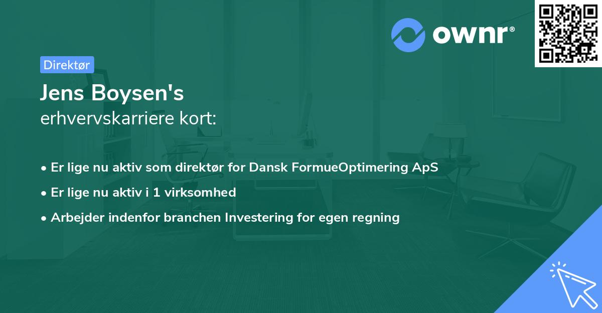 Jens Boysen's erhvervskarriere kort