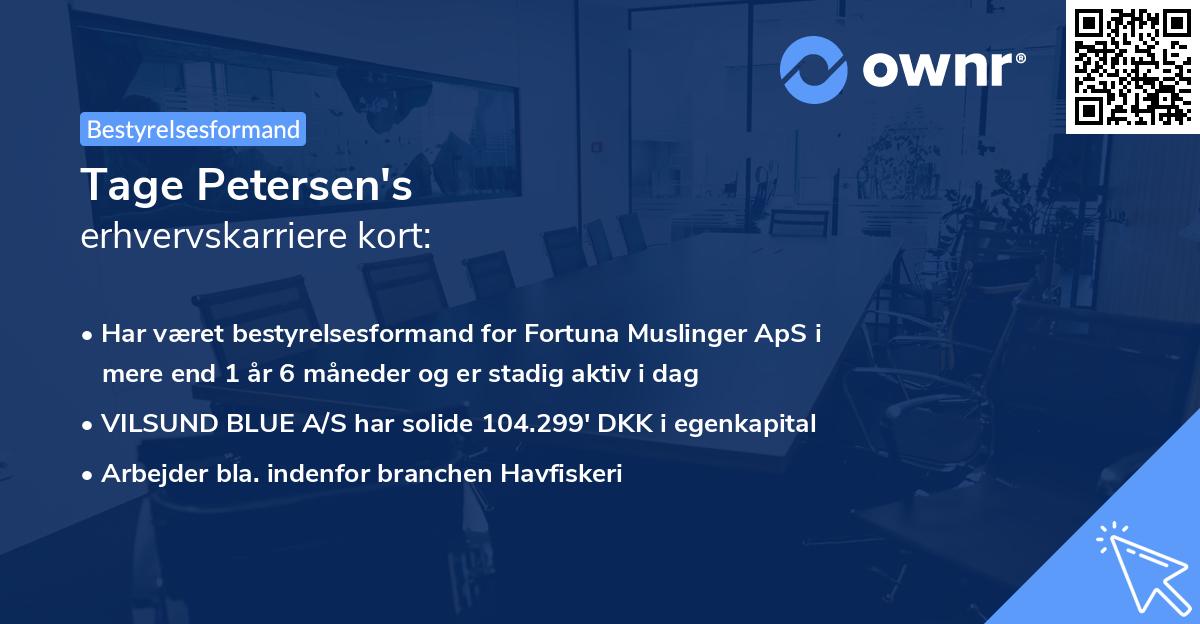 Tage Petersen's erhvervskarriere kort